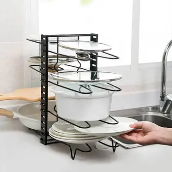 

Pot Rack Organizers 8 Tiers Pots And Pans Organizer Adjustable Pot Lid Holders And Pan Rack With 3 DIY Methods For Kitchen