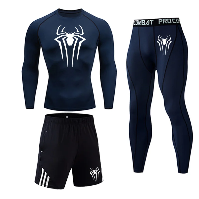 3-piece set Термобелье для мужчин, мужская термо одежда, компрессионный набор, термальные колготки, зимние леггинсы, баскетбольный костюм, Быстросохнущий - Цвет: 3-piece set