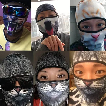 

1 Pcs Thin 3D Animal Outdoor Cycling Ski Face Mask Neck Hood Full Face Mask Hat EIG88