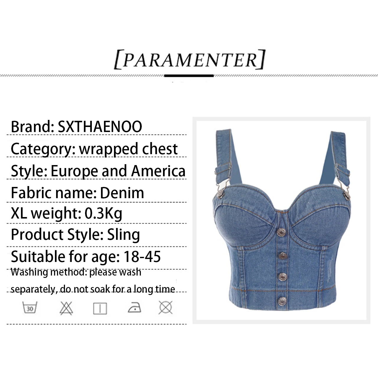 camisole SXTHAENOO Fashion Sexy Denim Jeans Women's Button Bustier Bra Night Club Party Cropped Top Vest Plus Size camisole