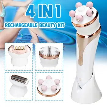 

4 In1 Lady Electric Shaver Epilator Rechargeable Facial Hair Remover Epilator Shaver Face Clean Brush Massager for women