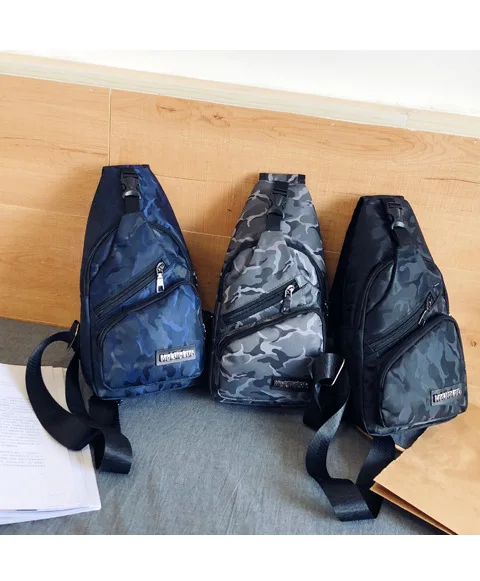 Camouflage Chest Pack Men's Fashion Korean-style Multi-functional Oxford Cloth Shoulder Bag Large Capacity Chest Pack