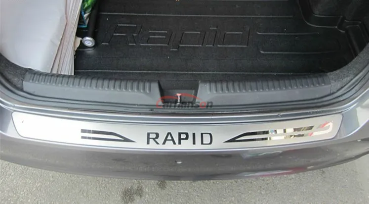 Для Skoda Rapid Стайлинг автомобиля стикерами после охраны задний бампер багажник порога пластины авто аксессуары 2013- 1 шт