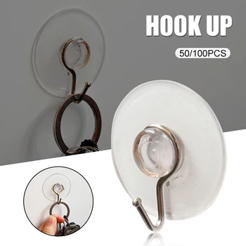 

Universal PVC Suction Cup Hook Affixed to Smooth Surface Practical Hanging Supplies Office Home Kitchen Bathroom WWO66