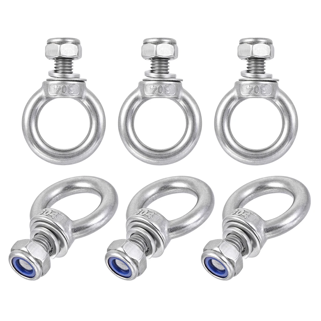

Uxcell M4 M5 M6 M8 M10 Eye Bolt 304 Stainless Steel with Hex Screw Nut Gasket Flat Washer Lifting Eye Screws Ring Loop Hole