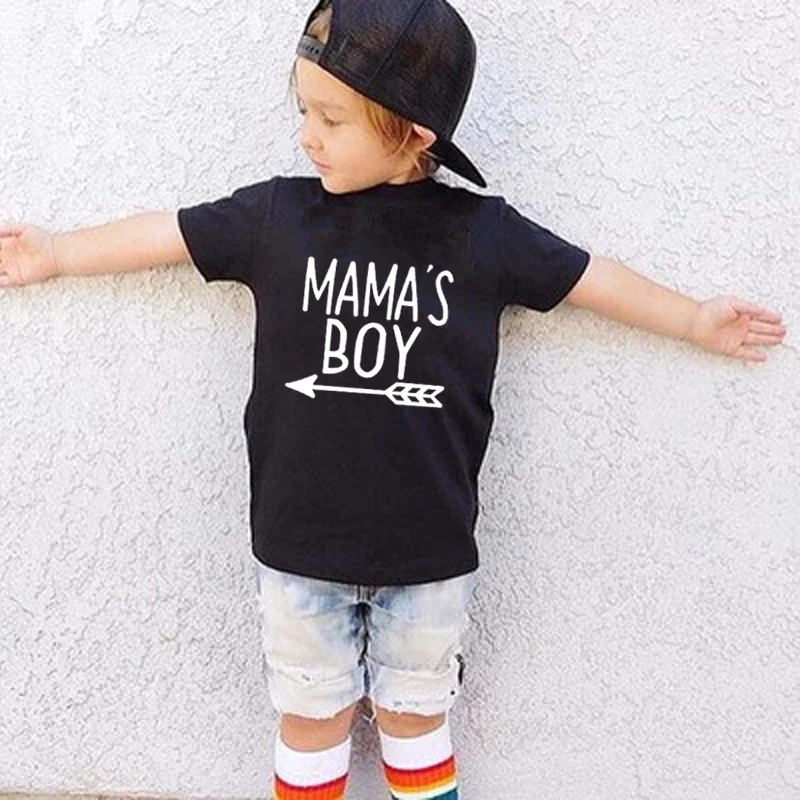 Mama and Mama's Boy Print Mom and Son Matching Shirts Casual Mother Son Black Cotton Tshirt Baby Boy Bodysuit 4