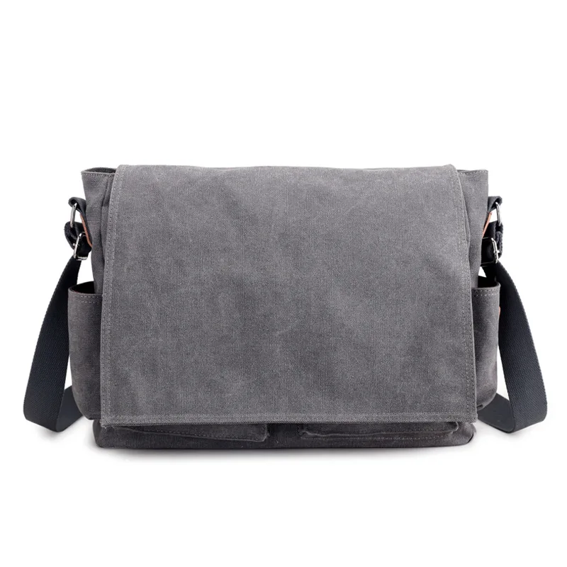 Мужской брендовый брезентовый портфель, деловая офисная мужская сумка через плечо, повседневная мужская сумка для компьютера, ноутбука, большая сумка через плечо - Цвет: Серый