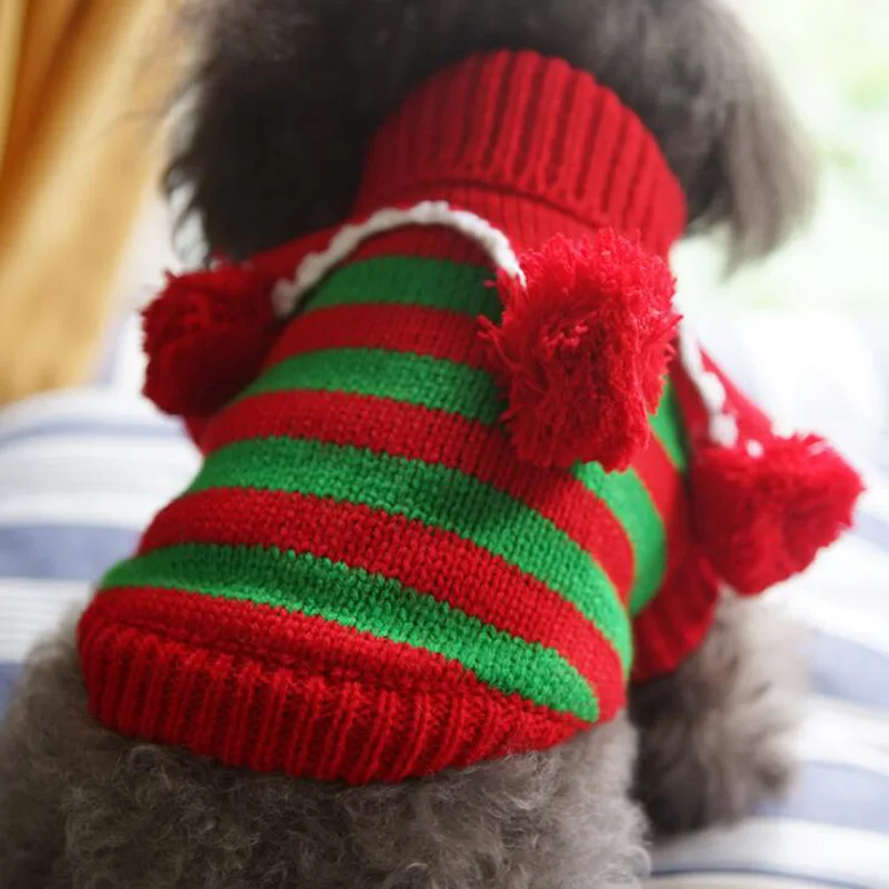 Зимняя Рождественская одежда с принтом в виде собак Теплый Рождественский свитер для маленькие собаки, питомцы Костюмы пальто Вязание чихуахуа