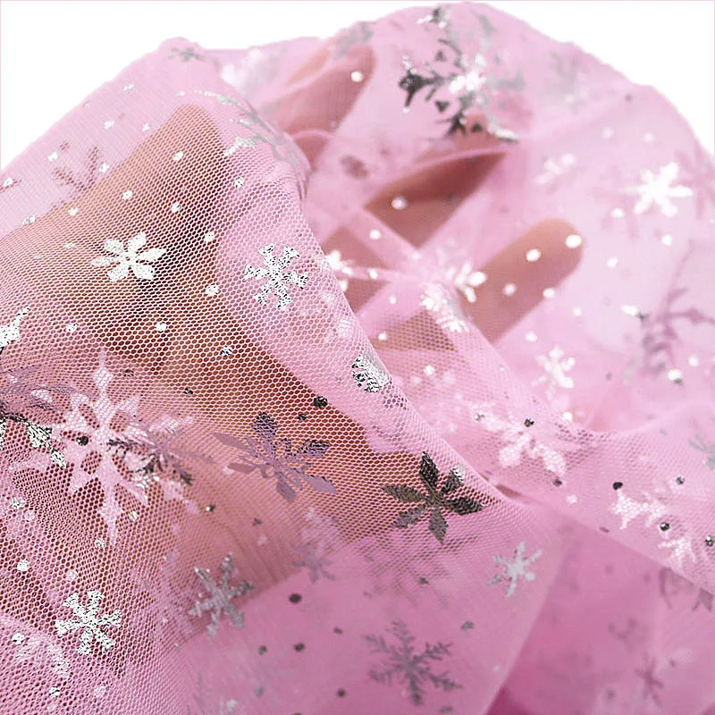 150*100cm Snowflake Tulle Rainbow Silver Snow Star DIY Handmade Fabric for Baby Dress Wedding Birthday Bouquet Supplies