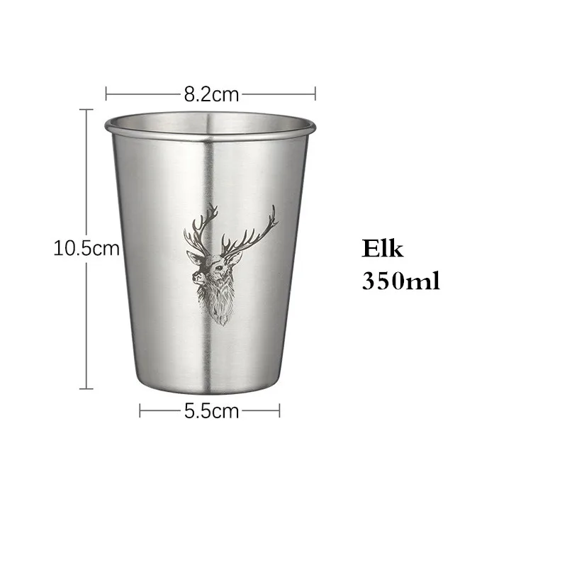 Elk 350ml Простая кофейная чашка в скандинавском стиле, 304 нержавеющая сталь, пивная кружка, колы, холодная чашка для напитков, кружка с ремнем, домашняя парная чашка для чистки - Цвет: Elk 350ml