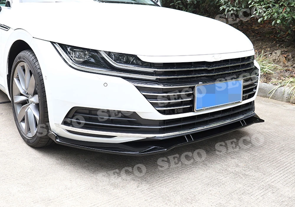 Для Volkswagen VW CC ABS черные передние губы Спойлеры Карбон Защита бампера автомобиля Стайлинг