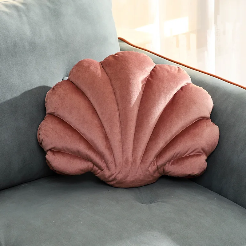 Top Fashion Direct Selling Shell Back Pillow Soft Seat Cushion Nordic Velvet Pure Color Wedding Wave Pillows Manual Decorative | Дом и сад