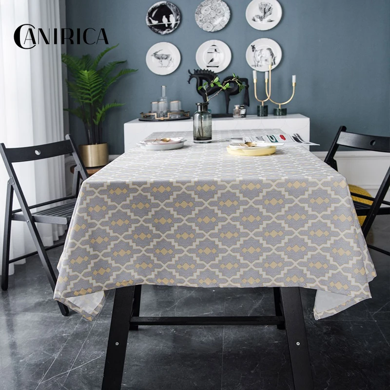  CANIRICA Table Cloth Waterproof For Kitchen Table Cover Rectangle Tablecloth Geometric Dining Table