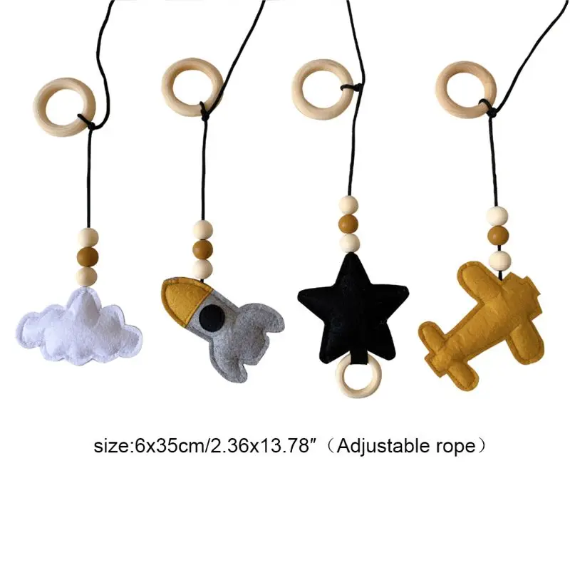 4Pcs/set Solid Wood Fitness Rack Pendant Children Room Decoration Infants Baby Gym Toy Hanging Ornaments 6