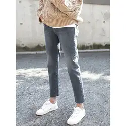2019 осенние новые тонкие узкие брюки винтажные джинсы в Корейском стиле с высокой талией женские брюки длинные ковбойские брюки джинсовые