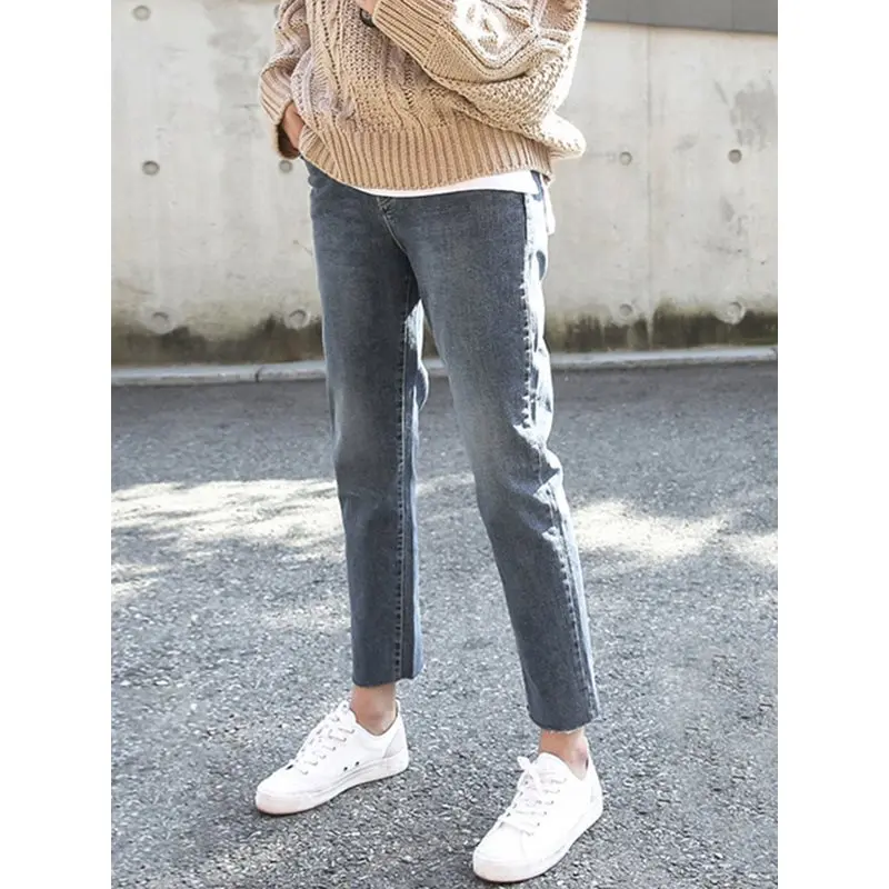 

2019 Autumn New Slim Pencil Pants Vintage High Waist Jeans Korean Style Women Pants Full Length Cowboy Pants Denim Blue Trousers