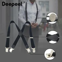 Deepeel 4 см* 110 см эластичная лента Регулируемый ремешок 4 пряжки с зажимом X-type подтяжки мужской костюм украшения аксессуары SP069