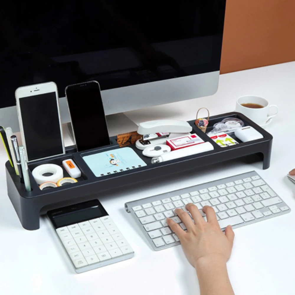 

Multi-function Desktop Office Storage Box Rack Stationery Organizer Keyboard Storage Box Pen Holder Mobile Phone Holder