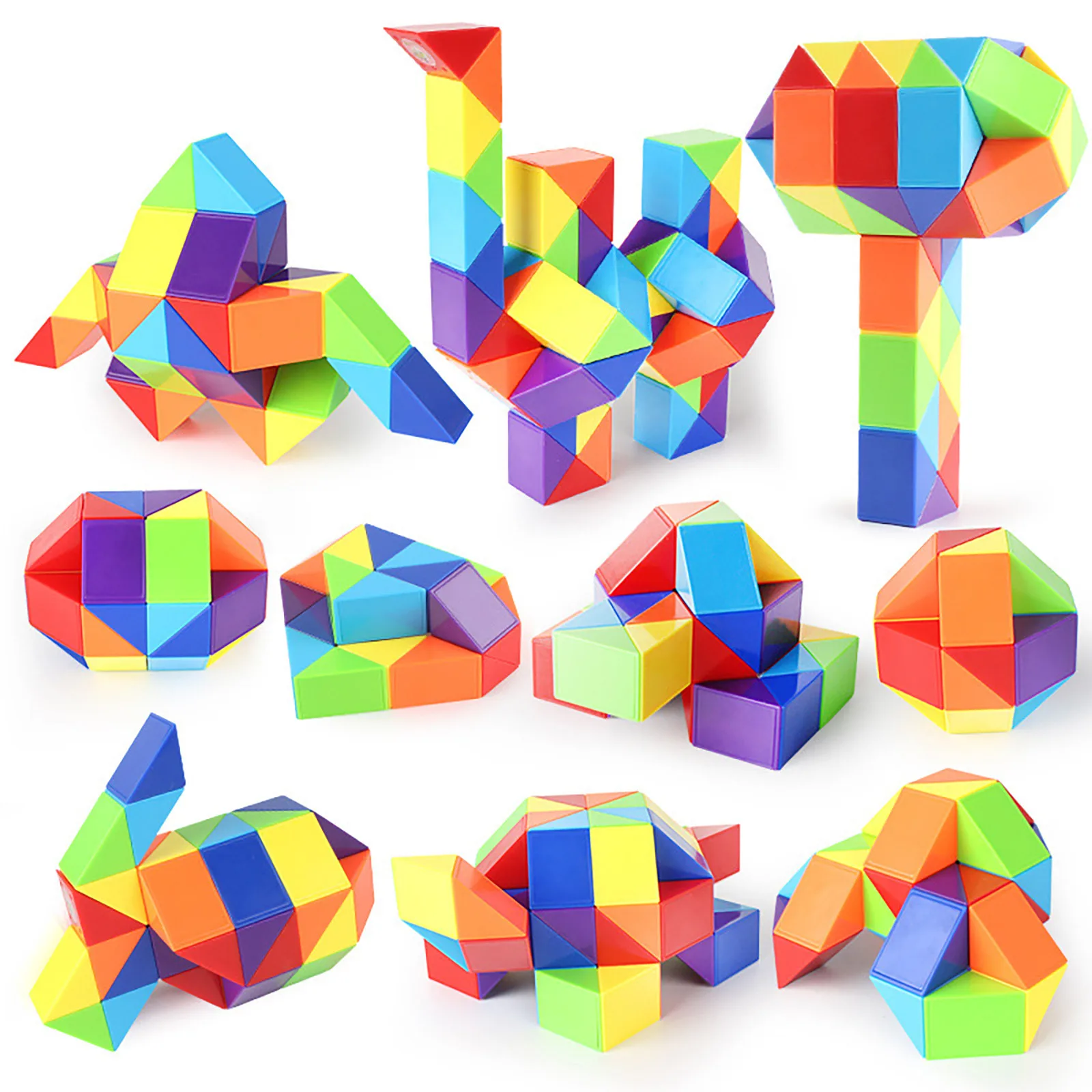 Vast Change Snake Ruler Puzzle 42/123 Speed Fidget Toy Antistress Cube Twist Educational Kids Children Color Folding Magic | Игрушки и