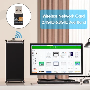 

Dual Band Wireless Adapter 2.4G/5GHz Network Card Mini USB WiFi Dongle 600Mbps for Outdoor Personal Car Entertainment