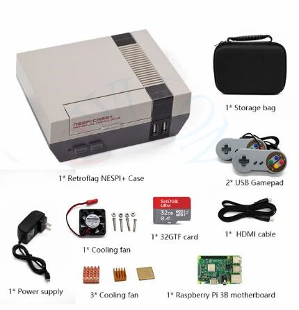 kit 2 Консоль для видеоигр Retroflag NESPI+ чехол с Raspberry Pi 3B с геймпадом и 15000+ играми ТВ-плеерами Поддержка HDMI Out - Цвет: kit 2