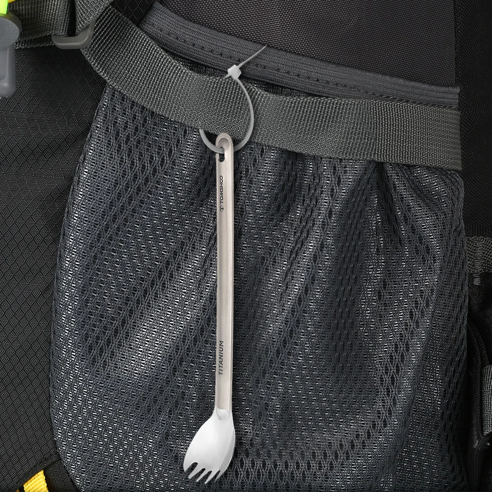 Camping Cutlery Portable Tableware Portable Cutlery Titanium Tableware Titanium Long Handle Spork for Outdoor Camping