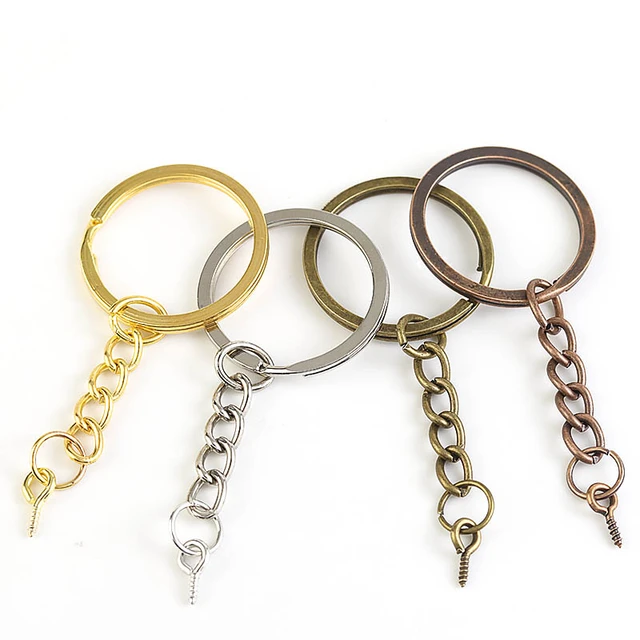 Buy BULK 20 Stainless Steel Key Ring Holder With Extender Chain