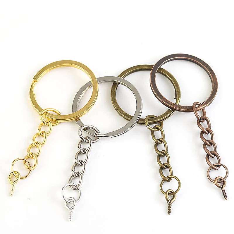 1020pcs/lot Screw Eye Pin Key Chain Key Ring Keychain Bronze Rhodium Gold Keyrings Split Rings