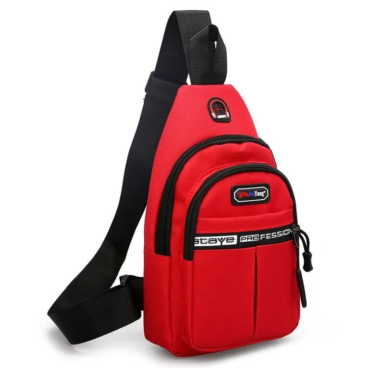 

19 New Style Nylon Cloth Three Layer Zipper Design Small Stature Large-Volume Men Chest Pack