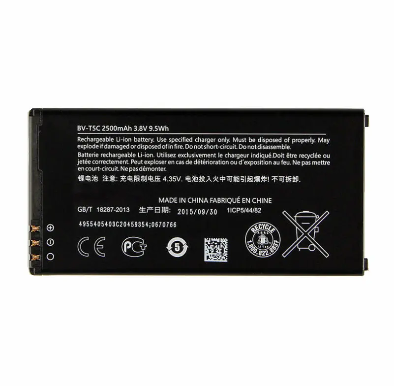 1x2500 мАч BV-T5C BVT5C 3.8VDC Сменный аккумулятор для Nokia Microsoft Lumia 640 Lumia640 RM 1113 1073 две батареи