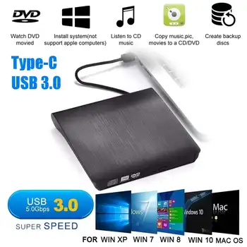 

Type C USB 3.0 External DVD/CD/ VCD Burner RW SVCD Drive Player Optical Drive for Mac/PC/Apple Laptop/OS/Windows