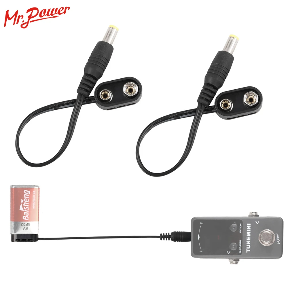 2pcs 9v Battery Clip Converter Power Cable Snap Connector 2.1mm 5.5mm