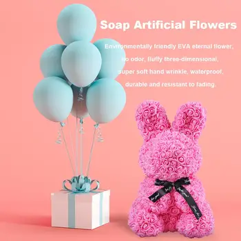 

HOT Birthday Gift 38/42cm Preserved Flowers Rose Soap Flower Rabbit Bear Rose Flower Artificial Decoration Valentine's Day Gift