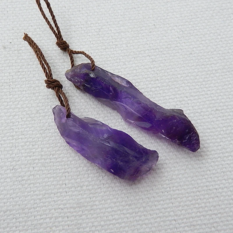 

2Pcs Natural Stone Nugget Drusy Amethyst Pendants,39x9x6mm,29x10x8mm 6.3g semiprecious stone pendant fine jewelry accessory