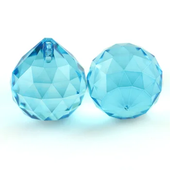 

2pcs/lot 20mm Aquamarine Glass Faceted Ball For Wedding&Ball Chandelier Garland Strand For Party