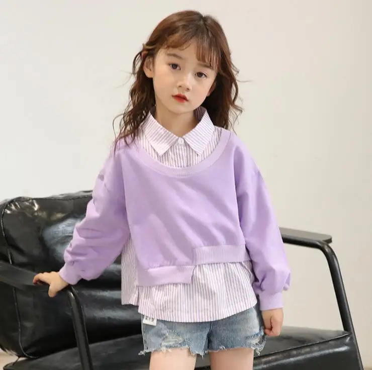 style 1 Осеннее пальто для девочек, Новое поступление, хлопковая диких шить с имитацией двух отдельных изделий детская одежда свитер с длинными рукавами большой Новинка, Детский свитер для девочек - Цвет: style 1