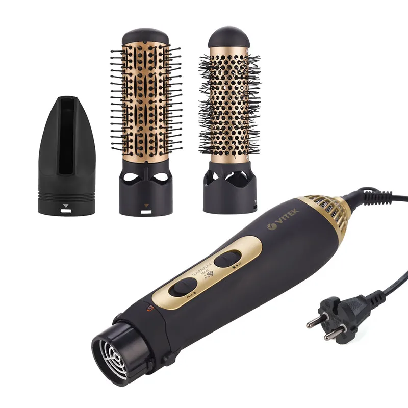 3 in 1 Multifunctional Hair Dryer Powerful Brush Nozzles Straightener Curler Set Hot Air Styler Volume Soft Curls Roller Waves