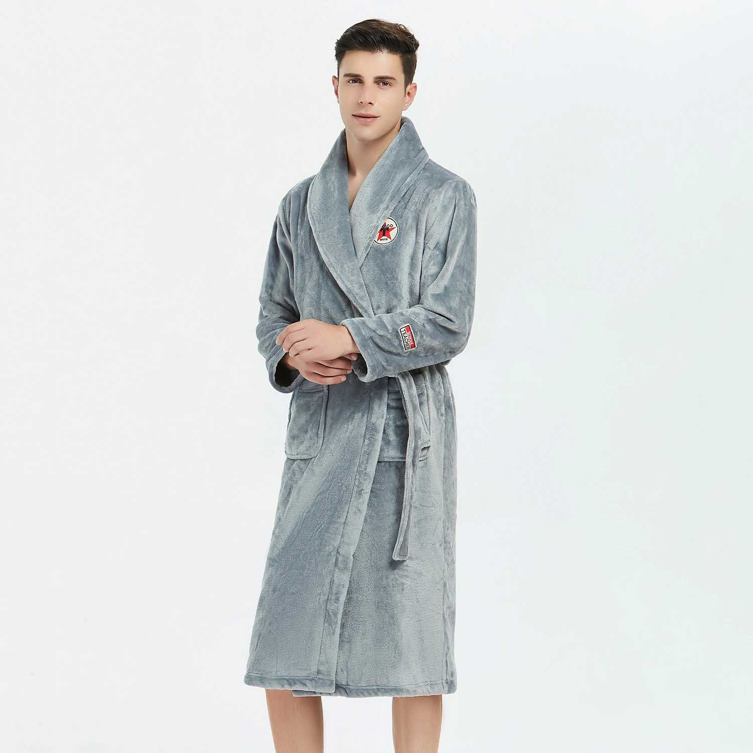 Коралловый флис, мужской халат, кимоно, повседневный халат, зимняя фланелевая мягкая домашняя ночная рубашка, теплая одежда для сна, ночная рубашка