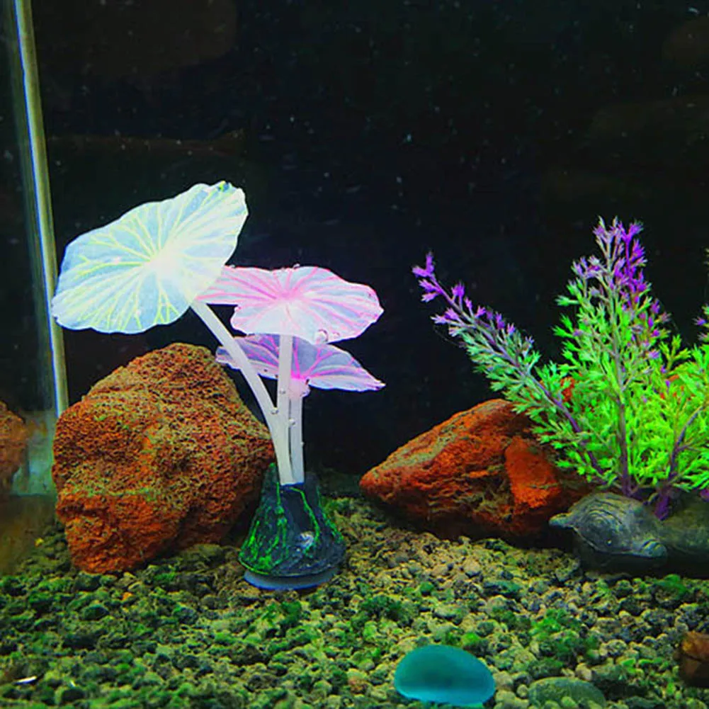 Silicone Simulated Plant Fluorescent Aquarium Decoration with Sucker