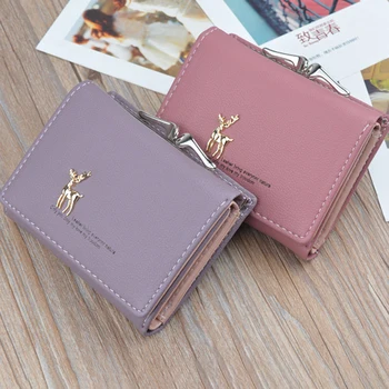 

Women's Luxury Short Wallet Deer Cute Coin Purse Fashion Small Wallets Card Holder porte monnaie femme Hasp Mini Clutch For Girl
