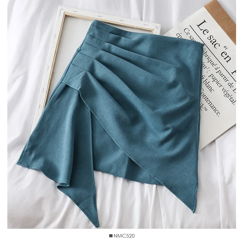 Autumn design sense irregular Ruffle pleated hip skirt women's new French versatile short skirt - Цвет: see chart
