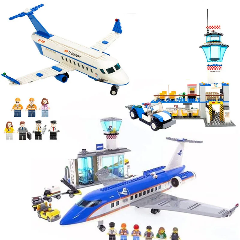 

918pcs 02043 legoinglys City Series Airplane Airport Terminal Station Set Building Blocks Bricks Toys for Child Christmas Gifts