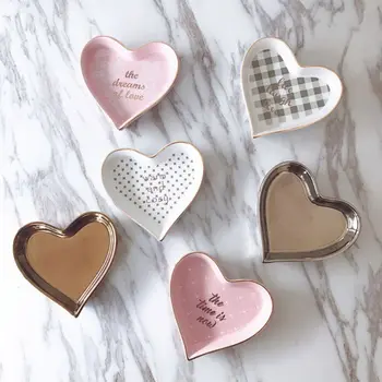 

Ceramic Heart Shape Ring Dish Trinket Jewerly Storage Holder