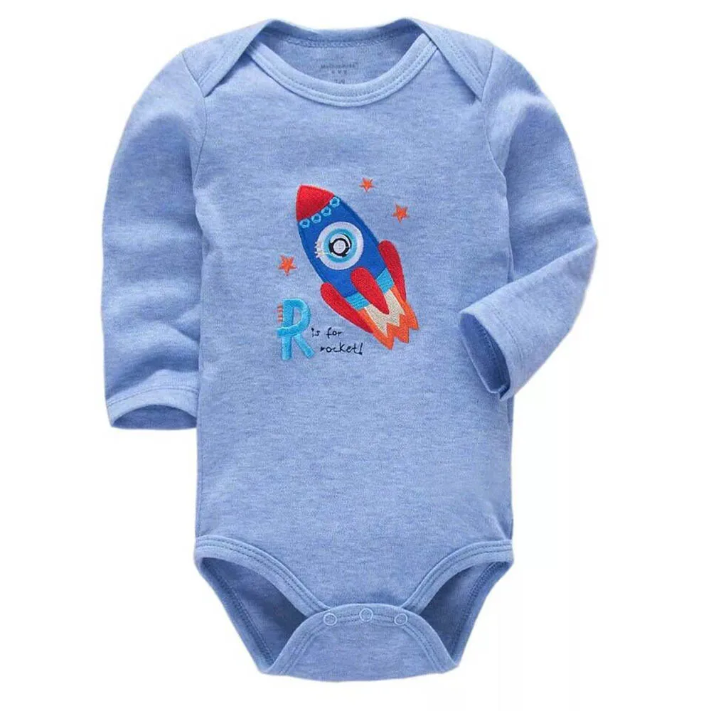 Боди для малышей; Одежда для новорожденных мальчиков и девочек; одежда с длинными рукавами для малышей 3, 6, 9, 12, 18, 24 месяцев; детская одежда - Цвет: Синий