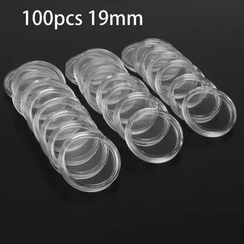 

100Pc/lot 19mm Coin Holder Capsules Clear Plastic Container Storage Case Box Set