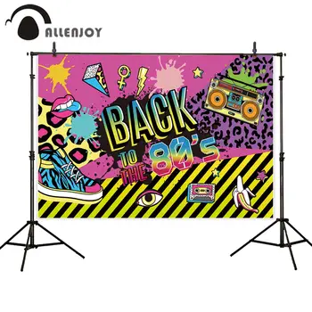 

Allenjoy rustic photography backdrop Colorful Leopard stripe Back to the 80s photo studio background party decoracion photophone