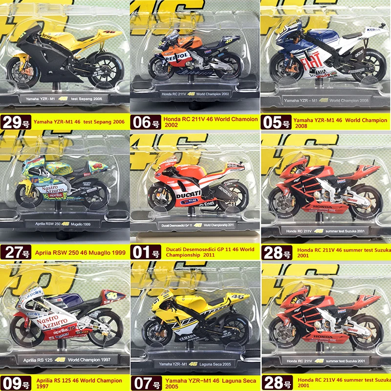 Литая модель мотоцикла 1:18 Yamaha YZR-M1 46 Honda RC 211V Ducati GP11 из сплава популярные игрушки