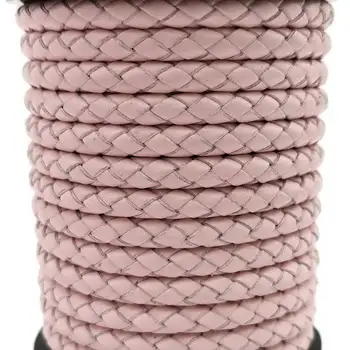 

1 Yard 5mm Round Baby Pink Braided Bolo Leather Strap, 5mm Braid Leather Cord BP5M53-2