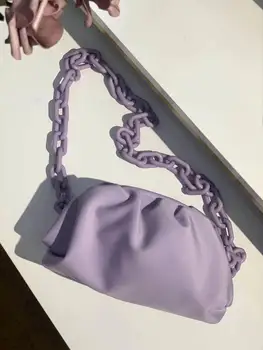 

Spring Summer Acrylic Chain Nylon Cloth Cloud Bag 2020 Newest Design Lady Shoulder Bag Candy Color Luxury Brand Handbags Shell