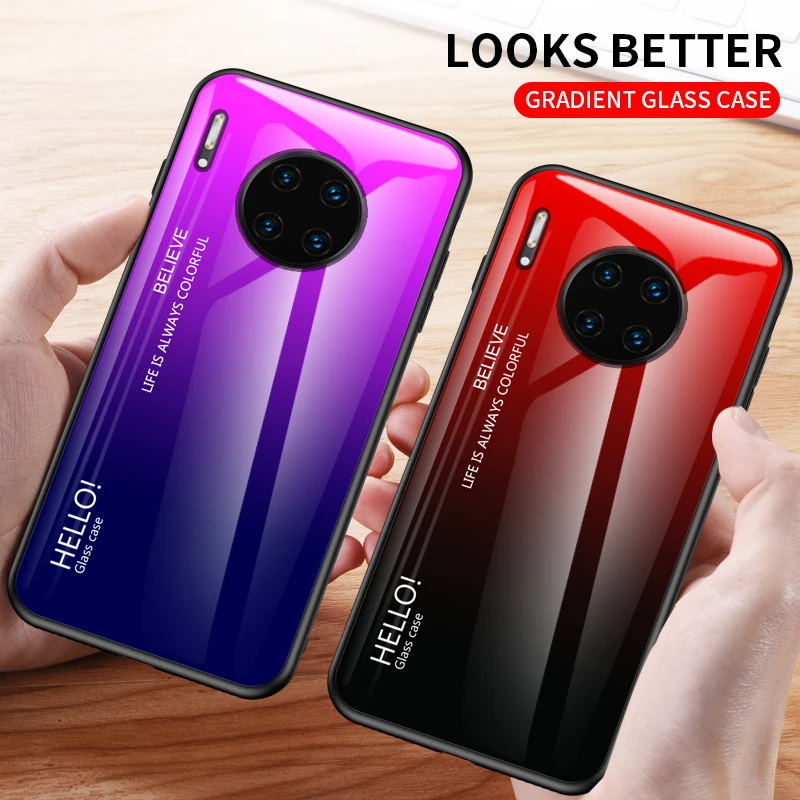 

For Huawei Mate 30 Pro Case Tempered Glass Luxury Gradient Soft Silicone Frame Cover For Huawei Mate 30 Mate30 Phone Case
